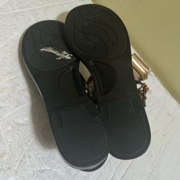 Ted Baker Ainda Rose Gold Bow Ankle TStrap Thong Jelly Bow Sandals Flats Black - Picture 14 of 16